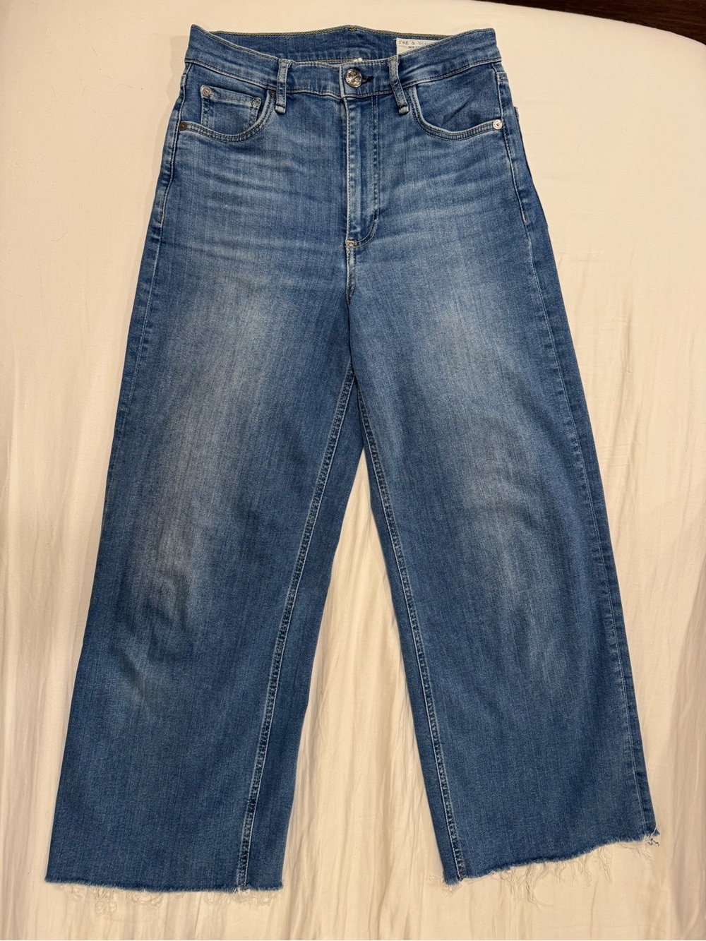 Rag & Bone Classic Wide-Leg Jeans in Medium Blue Sz 27